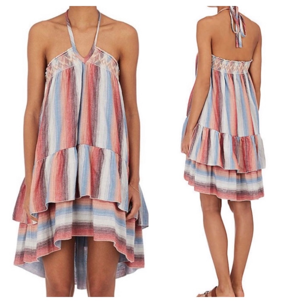Warm NY Sunny Tiered Halter Dress